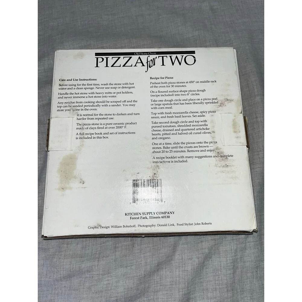 Old Stone Oven 'Pizza for Two' TWO (2) 8.5